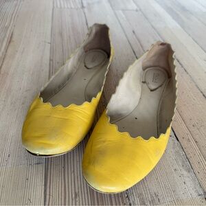 Chloe Lauren yellow scalloped ballet flats 39 8.5/9
